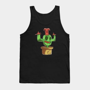 Funny Cartoon Cactus Head Tank Top